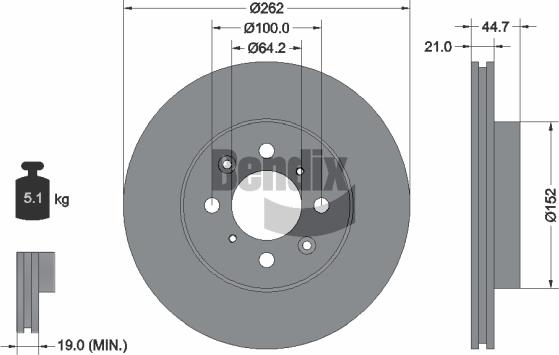 BENDIX Braking BDS1232 - Bremžu diski adetalas.lv