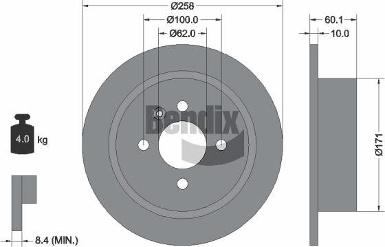 BENDIX Braking BDS1795 - Bremžu diski adetalas.lv