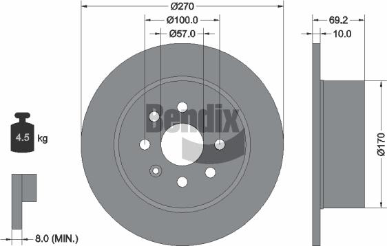 BENDIX Braking BDS2041 - Bremžu diski adetalas.lv