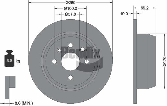 BENDIX Braking BDS2059 - Bremžu diski adetalas.lv