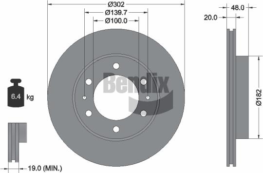 BENDIX Braking BDS2066 - Bremžu diski adetalas.lv