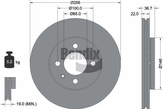 BENDIX Braking BDS2005 - Bremžu diski adetalas.lv