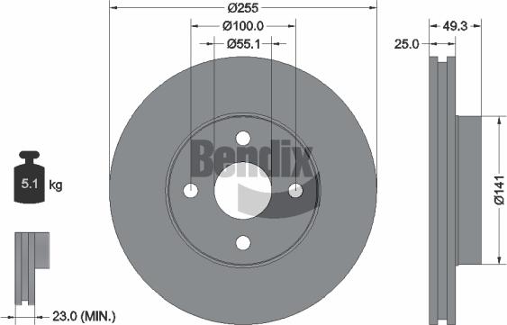 BENDIX Braking BDS2034 - Bremžu diski adetalas.lv