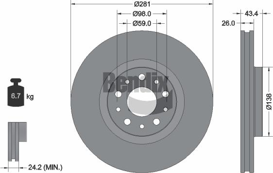 BENDIX Braking BDS2115 - Bremžu diski adetalas.lv