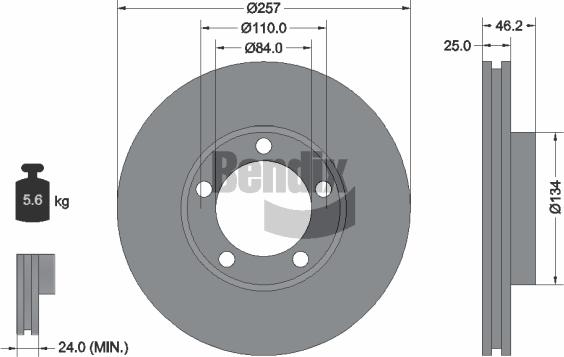 BENDIX Braking BDS2139 - Bremžu diski adetalas.lv