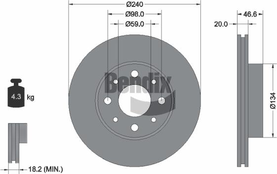 BENDIX Braking BDS2179 - Bremžu diski adetalas.lv