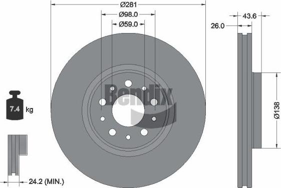 BENDIX Braking BDS2347 - Bremžu diski adetalas.lv