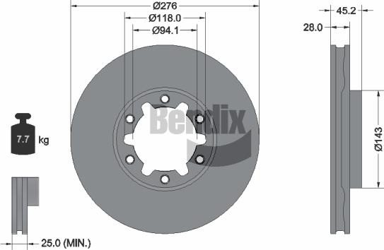 BENDIX Braking BDS2298 - Bremžu diski adetalas.lv