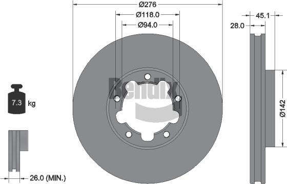 BENDIX Braking BDS2214 - Bremžu diski adetalas.lv