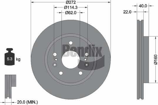 BENDIX Braking BDS2280 - Bremžu diski adetalas.lv