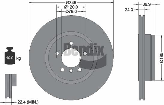 BENDIX Braking BDS2231 - Bremžu diski adetalas.lv