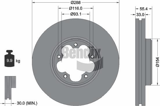 BENDIX Braking BDS2237 - Bremžu diski adetalas.lv