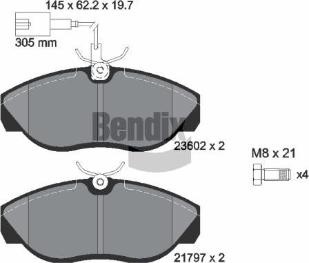 BENDIX Braking BPD1496 - Bremžu uzliku kompl., Disku bremzes adetalas.lv