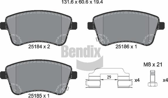 BENDIX Braking BPD1490 - Bremžu uzliku kompl., Disku bremzes adetalas.lv