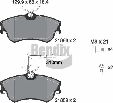 BENDIX Braking BPD1491 - Bremžu uzliku kompl., Disku bremzes adetalas.lv