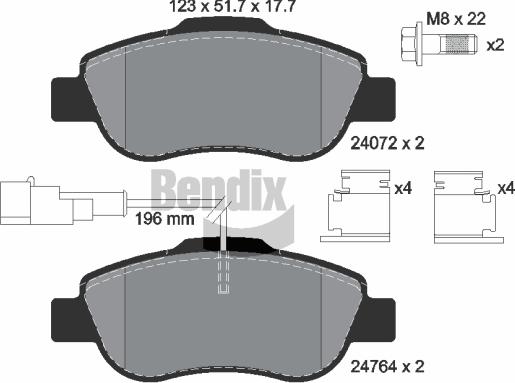 BENDIX Braking BPD1465 - Bremžu uzliku kompl., Disku bremzes adetalas.lv