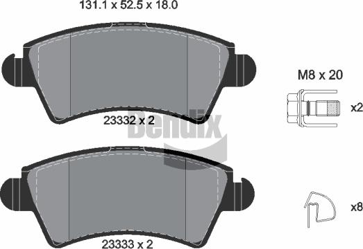 BENDIX Braking BPD1429 - Bremžu uzliku kompl., Disku bremzes adetalas.lv