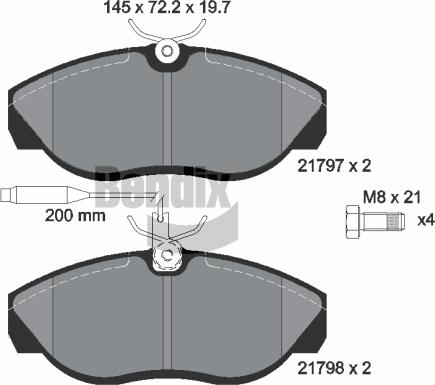 BENDIX Braking BPD1424 - Bremžu uzliku kompl., Disku bremzes adetalas.lv