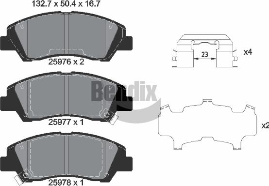 BENDIX Braking BPD1476 - Bremžu uzliku kompl., Disku bremzes adetalas.lv