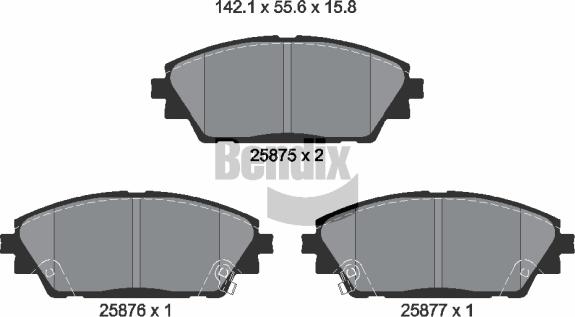 BENDIX Braking BPD1477 - Bremžu uzliku kompl., Disku bremzes adetalas.lv