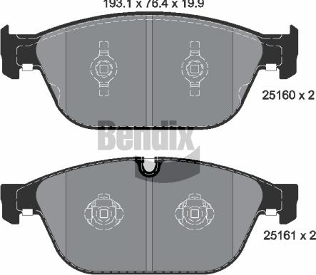 BENDIX Braking BPD1545 - Bremžu uzliku kompl., Disku bremzes adetalas.lv