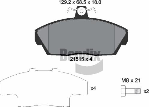 BENDIX Braking BPD1547 - Bremžu uzliku kompl., Disku bremzes adetalas.lv