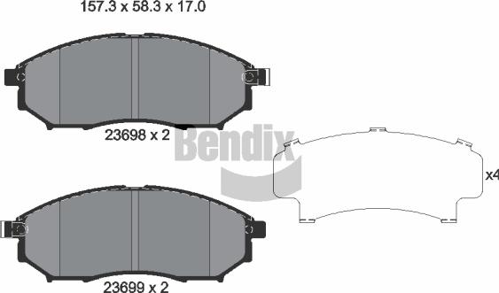 BENDIX Braking BPD1552 - Bremžu uzliku kompl., Disku bremzes adetalas.lv