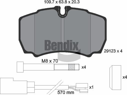 BENDIX Braking BPD1564 - Bremžu uzliku kompl., Disku bremzes adetalas.lv