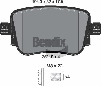 BENDIX Braking BPD1511 - Bremžu uzliku kompl., Disku bremzes adetalas.lv