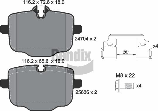 BENDIX Braking BPD1585 - Bremžu uzliku kompl., Disku bremzes adetalas.lv