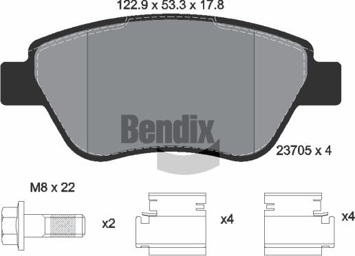 BENDIX Braking BPD1588 - Bremžu uzliku kompl., Disku bremzes adetalas.lv