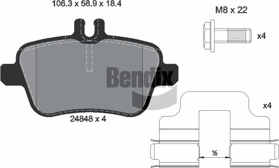 BENDIX Braking BPD1576 - Bremžu uzliku kompl., Disku bremzes adetalas.lv