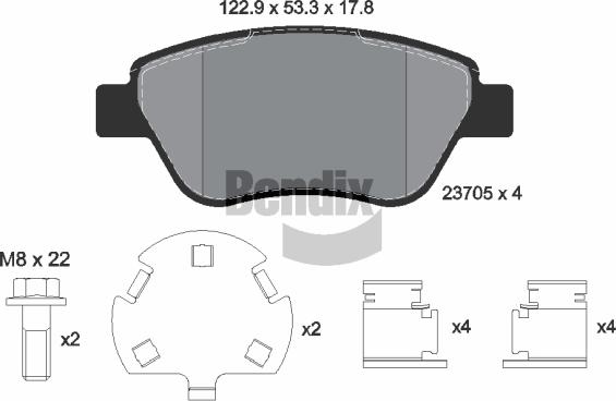 BENDIX Braking BPD1617 - Bremžu uzliku kompl., Disku bremzes adetalas.lv