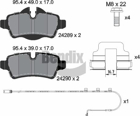 BENDIX Braking BPD1629 - Bremžu uzliku kompl., Disku bremzes adetalas.lv