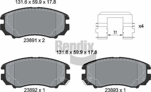 BENDIX Braking BPD1620 - Bremžu uzliku kompl., Disku bremzes adetalas.lv