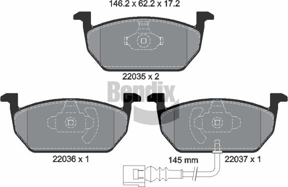 BENDIX Braking BPD1092 - Bremžu uzliku kompl., Disku bremzes adetalas.lv