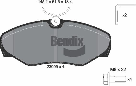 BENDIX Braking BPD1042 - Bremžu uzliku kompl., Disku bremzes adetalas.lv