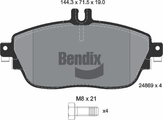 BENDIX Braking BPD1047 - Bremžu uzliku kompl., Disku bremzes adetalas.lv