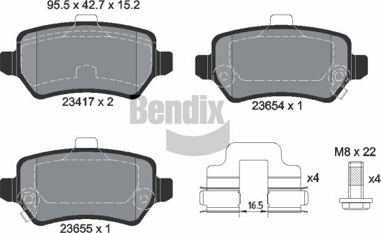 BENDIX Braking BPD1057 - Bremžu uzliku kompl., Disku bremzes adetalas.lv