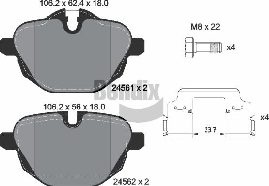 BENDIX Braking BPD1069 - Bremžu uzliku kompl., Disku bremzes adetalas.lv