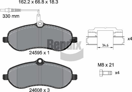 BENDIX Braking BPD1068 - Bremžu uzliku kompl., Disku bremzes adetalas.lv