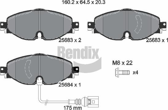 BENDIX Braking BPD1016 - Bremžu uzliku kompl., Disku bremzes adetalas.lv