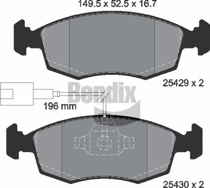 BENDIX Braking BPD1033 - Bremžu uzliku kompl., Disku bremzes adetalas.lv