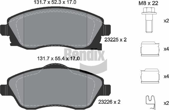 BENDIX Braking BPD1070 - Bremžu uzliku kompl., Disku bremzes adetalas.lv