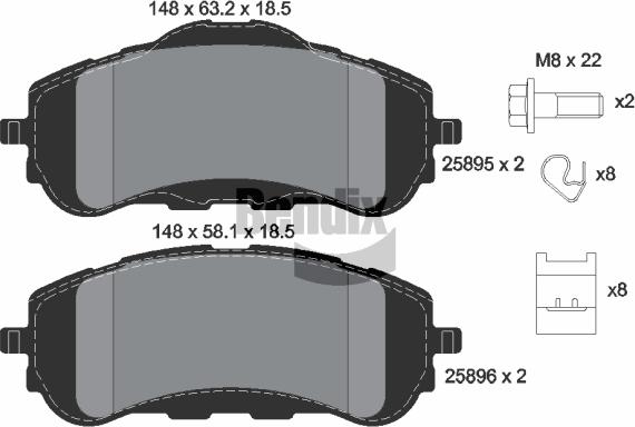 BENDIX Braking BPD1072 - Bremžu uzliku kompl., Disku bremzes adetalas.lv