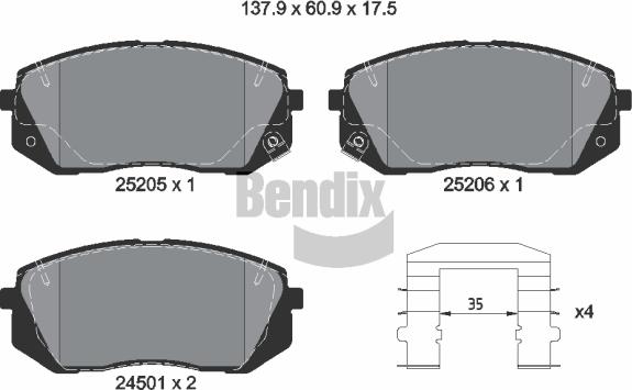 BENDIX Braking BPD1077 - Bremžu uzliku kompl., Disku bremzes adetalas.lv