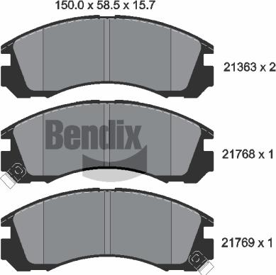 BENDIX Braking BPD1195 - Bremžu uzliku kompl., Disku bremzes adetalas.lv