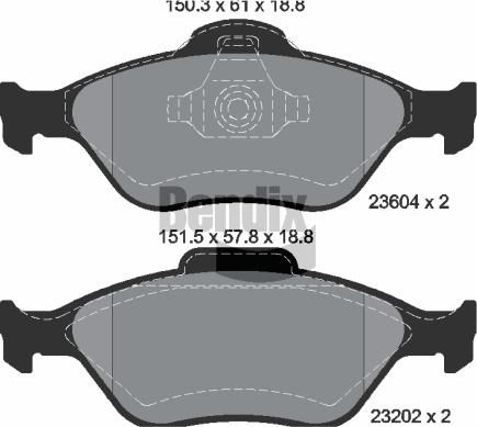 BENDIX Braking BPD1104 - Bremžu uzliku kompl., Disku bremzes adetalas.lv