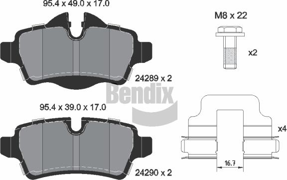 BENDIX Braking BPD1101 - Bremžu uzliku kompl., Disku bremzes adetalas.lv