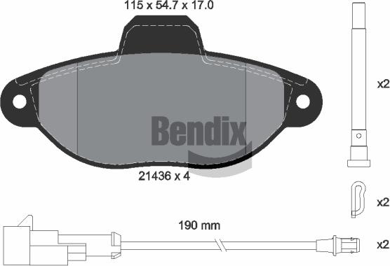 BENDIX Braking BPD1114 - Bremžu uzliku kompl., Disku bremzes adetalas.lv